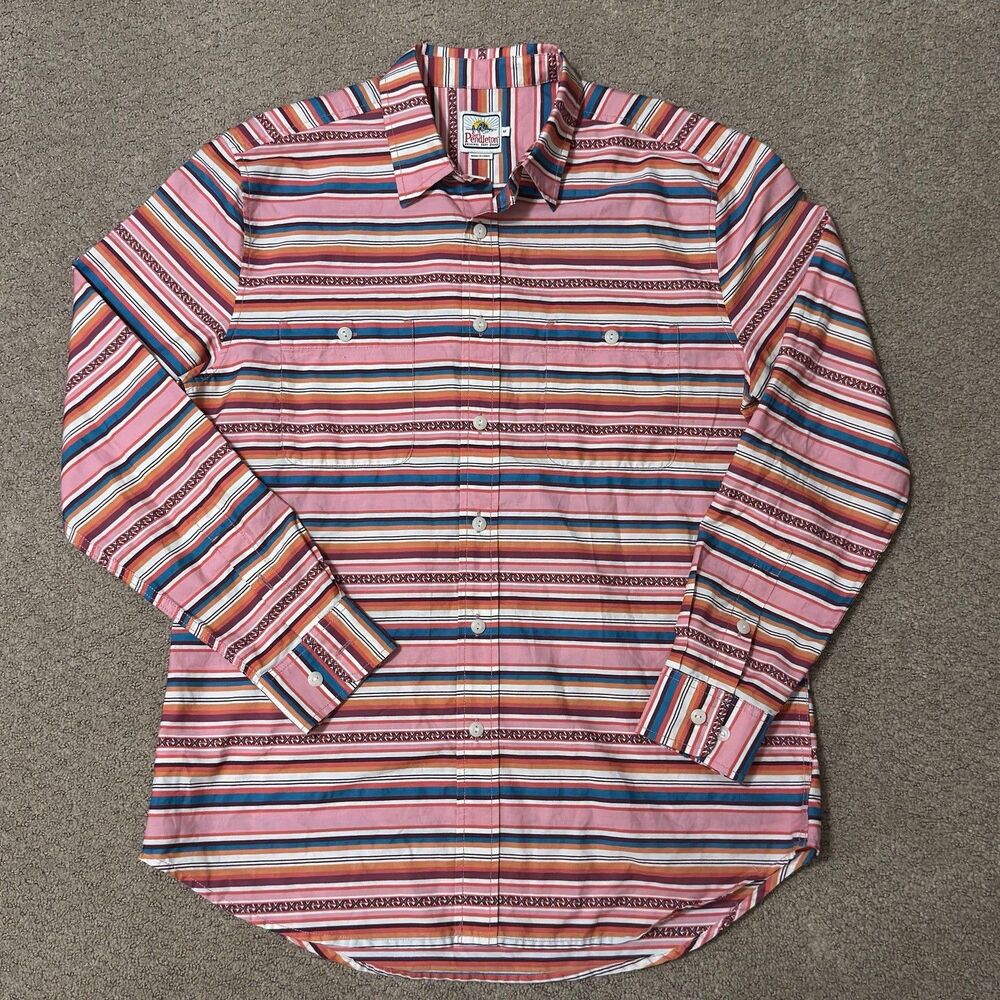 Surf Pendleton Men's M Serape Striped Cotton Long Sleeve Button Up Shirt